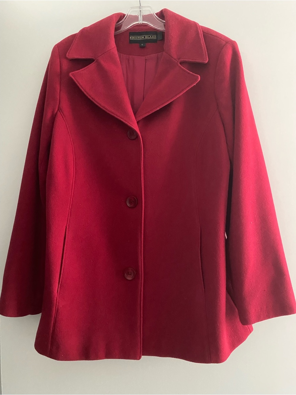 Kristen Blake Classic Red Wool-Blend Pea Coat